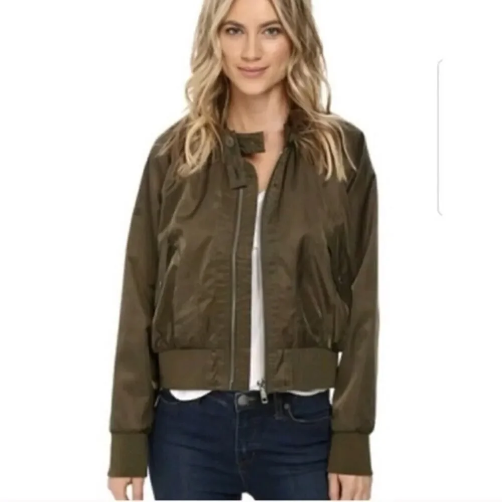 FREE PEOPLE BOMBER JACKET OLIVE GREEN SIZE SMALL